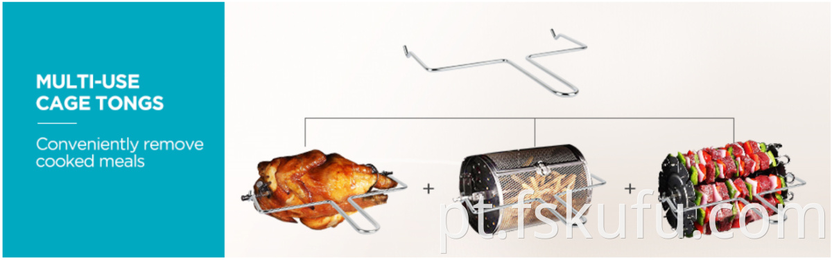 Forno de torradeira com fritadeira de ar 12L com espeto rotativo / 10 terno de função predefinida para como visto na TV